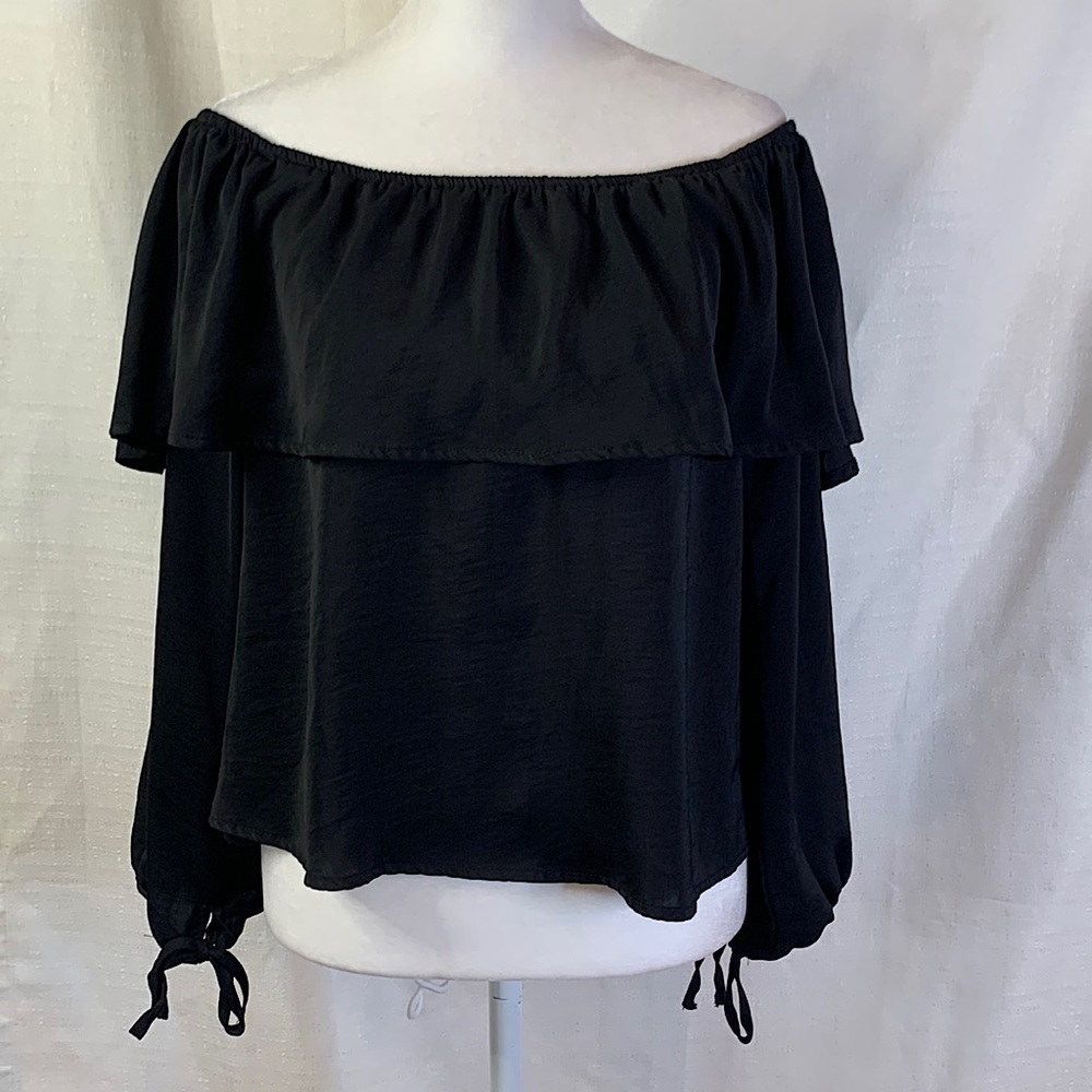 Honey Punch Black Off the Shoulder Blouse